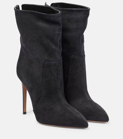 Paris Texas Slouchy 105 Suede Ankle Boots In Black