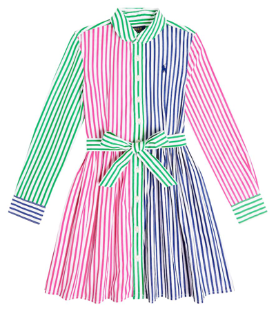 Polo Ralph Lauren Kids' Striped Cotton Shirt Dress In Multicoloured