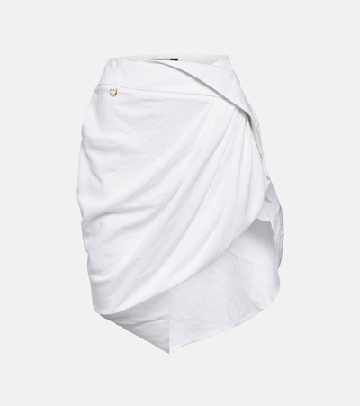 Jacquemus La Mini Jupe Saudade垂褶迷你半身裙 In 100 White