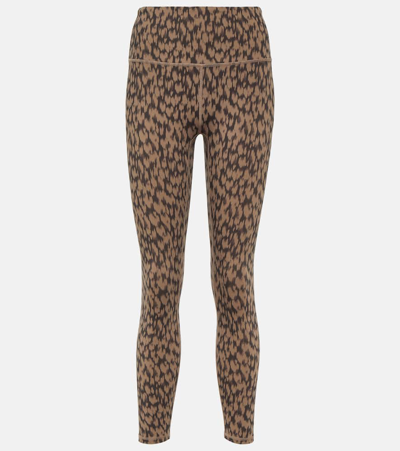 Varley Form Printed High-rise Leggings In Brown,khaki