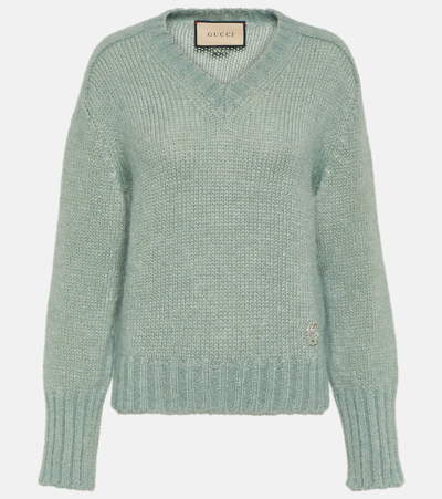 Gucci Interlocking G Mohair-blend Sweater In Blue