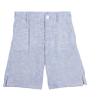 Dolce & Gabbana Logo-patch Linen Bermuda Shorts In Blue