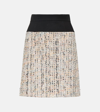 Alexander Mcqueen Textured Tweed Skirt With Contrasting Waistband In Beige