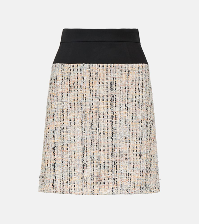 Alexander Mcqueen Wool Tweed Miniskirt In Beige
