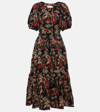 Ulla Johnson Women's Devon Floral Cotton Poplin Fit & Flare Midi-dress In Black