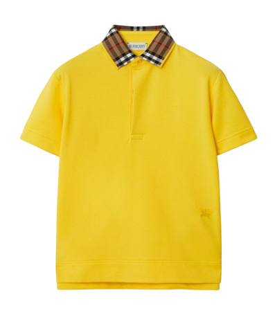 Burberry Kids Check Print Polo Shirt (3-14 Years) In Yellow