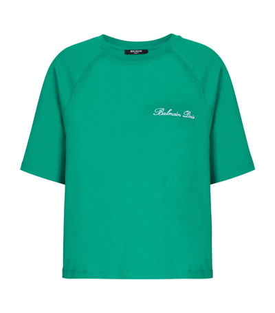Balmain Cropped Logo T-shirt In Green