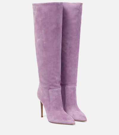 Paris Texas 105 Suede Knee-high Boots In Purple
