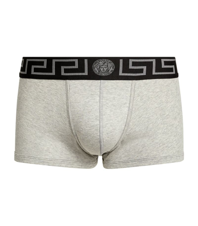 Versace Low-rise Greca Briefs In Grey