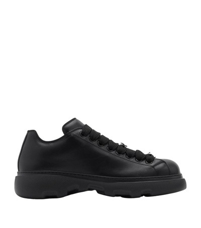 Burberry Leather Ranger Trainers In Black