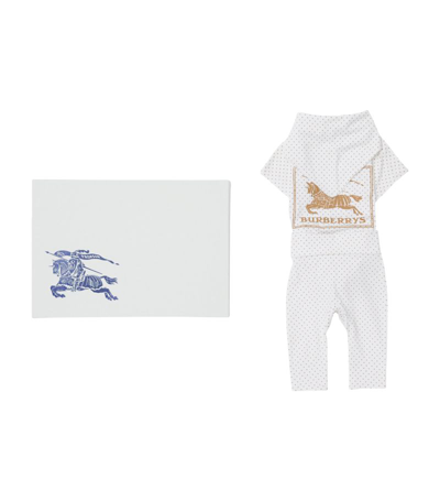 Burberry Kids Ekd Playsuit, Trousers And Blanket Gift Set (1-18 Months) In White