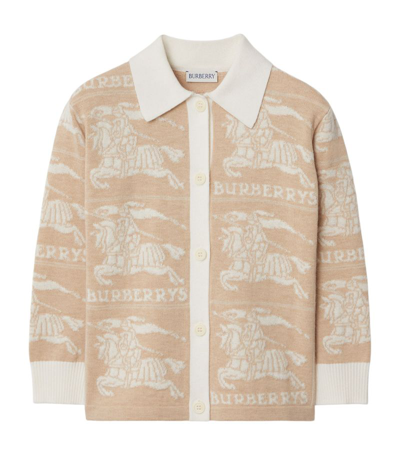 Burberry Kids Wool-mohair-cashmere Ekd Cardigan (3-14 Years) In Neutrals