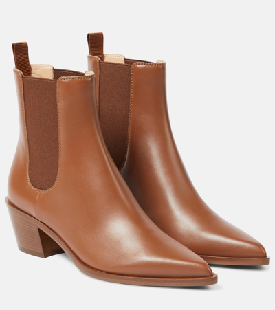 Gianvito Rossi Leather Ankle Boots In Brown