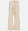 Velvet Mya Cropped Cotton Straight Pants In Beige