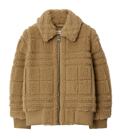 Burberry Kids' Embossed Checkered Fleece Jacket In Neutrals