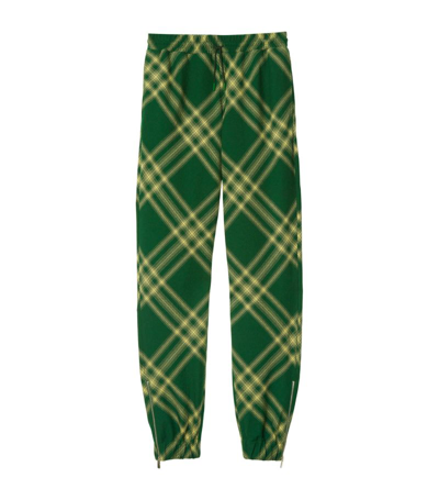 Burberry Wool Check Sweatpants In Green