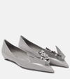 Prada Bouquet Leather Ballerina Flats In White