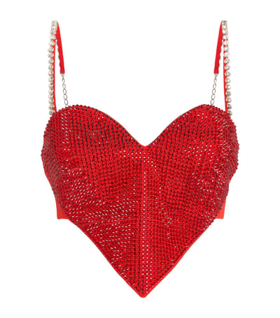Area Nyc Wool Embellished Heart Crop Top In Multi