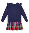 Polo Ralph Lauren Toddler And Little Girls Madras-skirt Fleece Dress In Multicoloured