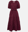 Ulla Johnson Olina Puff-sleeve Tiered Cotton Poplin Midi Dress In Syrah