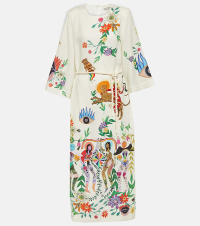 Alemais Meagan Linen Dress In Cream Multi