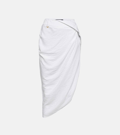 JACQUEMUS LA JUPE SAUDADE DRAPED MIDI SKIRT