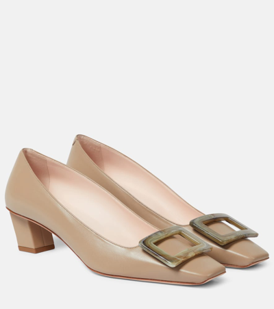 Roger Vivier Belle Vivier 45 Leather Pumps In Beige