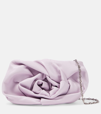 Burberry Rose Leather Clutch In White
