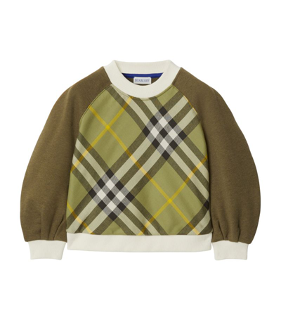 Burberry Kids Cotton Check Sweatshirt (3-14 Years) In Green