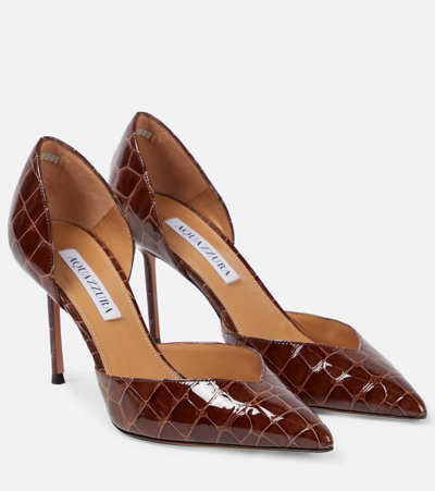 Aquazzura Uptown 85 Patent Leather Pumps In Brown