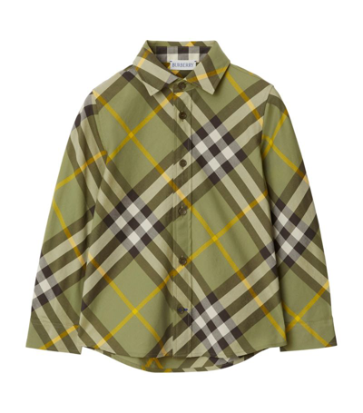 Burberry Kids Check Print Shirt (3-14 Years) In Green