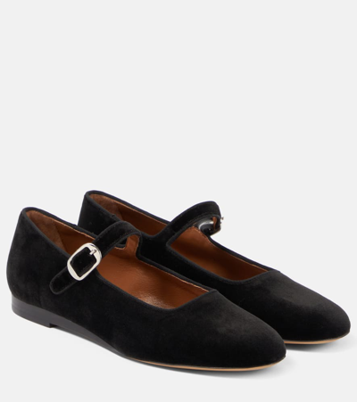 Le Monde Beryl Velvet Mary Jane Ballet Flats In Black