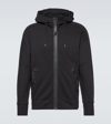 C.p. Company Diagonal Raised Fleece Zipped Goggle Hoodie In Black