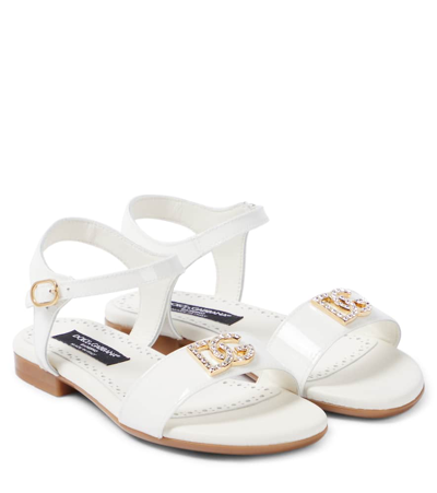 Dolce & Gabbana Kids' Patent Leather Sandals In White