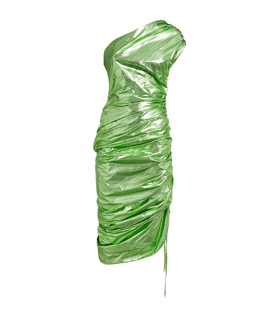Sandra Mansour Metallic Ruched Grace Midi Dress In Green
