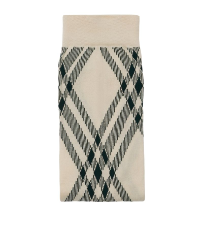 Burberry Wool-blend Check Tights In Flax/ivy