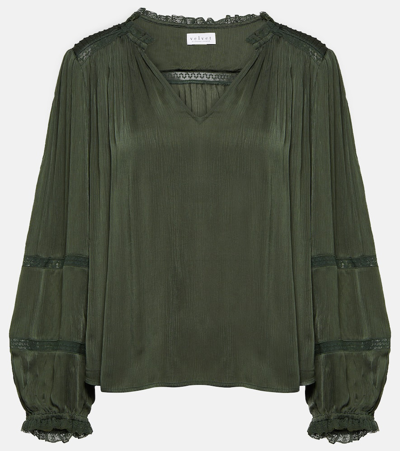 Velvet Koren Lace-trimmed Blouse In Green