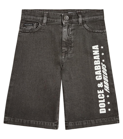 Dolce & Gabbana Kids' Denim Bermuda Shorts In Black