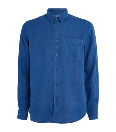 Vilebrequin Caroubis Long-sleeved Linen Shirt In Blue