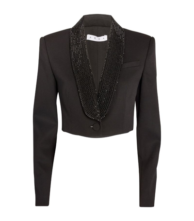 Area Nyc Wool Embellished Cropped Blazer In Black