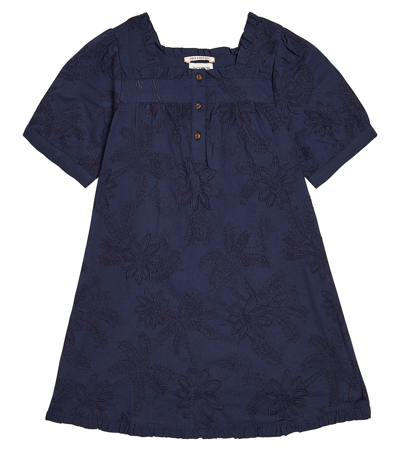 Scotch & Soda Kids' Embroidered Cotton Dress In Blue