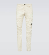 C.p. Company White Cargo Pants With Lens Motif On The Leg In Cotton Man In Grey