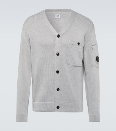 C.p. Company Compact-knit Cotton Cardigan In Grey