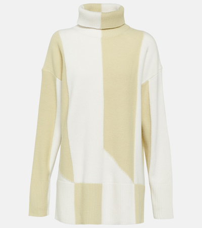 Joseph Colorblocked Oversized Wool-blend Sweater In Green