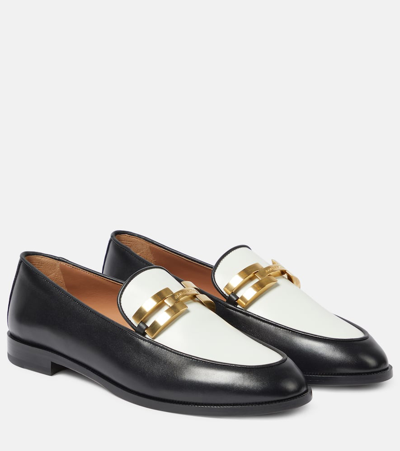 Aquazzura Brandi Leather Loafers In Black,white