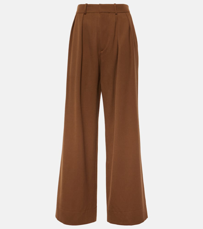 Wardrobe.nyc Low-rise Wool Wide-leg Pants In Brown