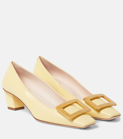 Roger Vivier Belle Vivier 45皮革高跟鞋 In Yellow