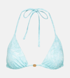 Versace Barocco-print Triangle Bikini Top In Blue