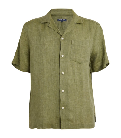 Frescobol Carioca Linen Short-sleeve Shirt In Green