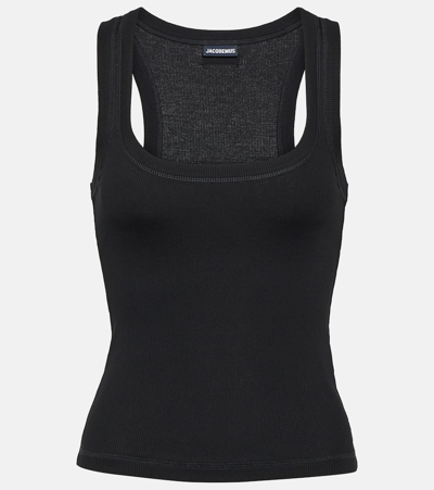 Jacquemus Gros Grain Cotton Tank Top In Black